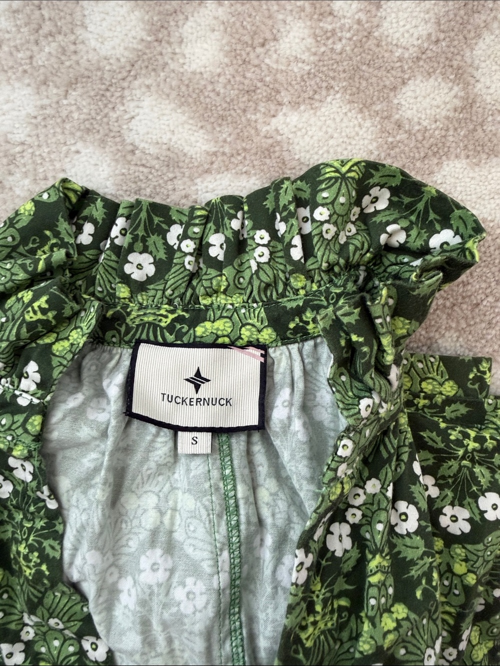 Green Floral Tiered Dress - Picture 2 of 2